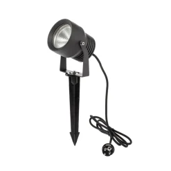 Irina buitenspot, grondspies, stekker, grijs, metaal