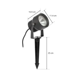 Irina buitenspot, grondspies, stekker, grijs, metaal