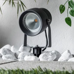 Irina buitenspot LED, set van 3, grondspies, stekker, grijs