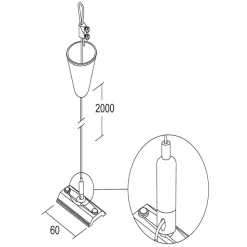 Ivela LKM kabelophanging 200 cm, zwart, kabelspanner