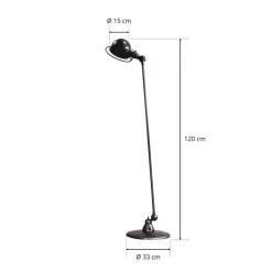 Jieldé Loft D1200 vloerlamp, instelbaar, zwart