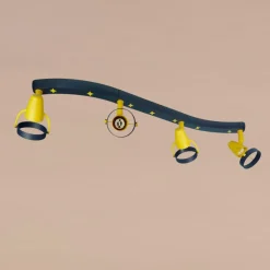 Joan plafondspot, blauw-geel, 70 cm, kunststof, 4 x GU10