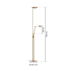 Jona LED uplighter met leesarm, mat messing