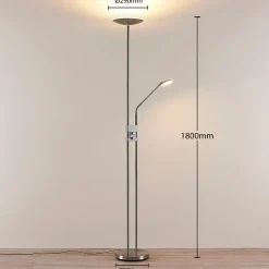 Jonne LED uplighter met leesarm, dimbaar, rond