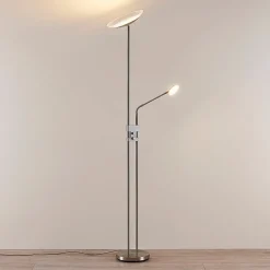 Jonne LED uplighter met leesarm, dimbaar, rond