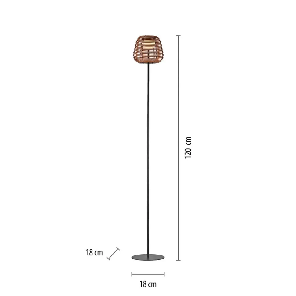 JUST LIGHT. Askia LED vloerlamp, rotan, IP54, touchdim