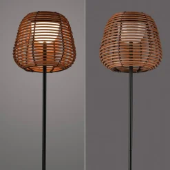 JUST LIGHT. Askia LED vloerlamp, rotan, IP54, touchdim