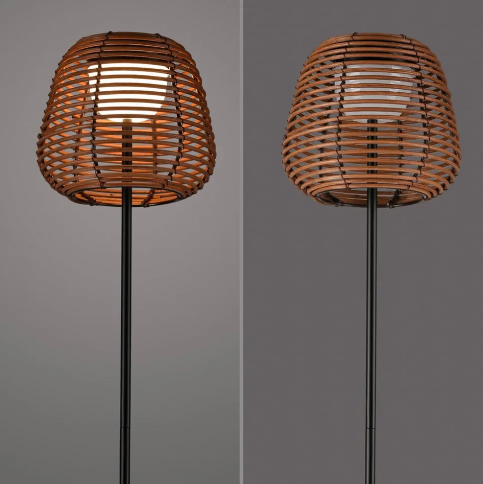 JUST LIGHT. Askia LED vloerlamp, rotan, IP54, touchdim