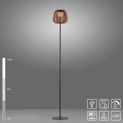 JUST LIGHT. Askia LED vloerlamp, rotan, IP54, touchdim