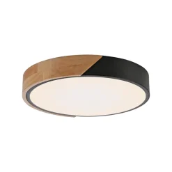 JUST LIGHT. Bila plafondlamp, zwart, Ø 32 cm, hout