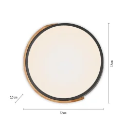 JUST LIGHT. Bila plafondlamp, zwart, Ø 32 cm, hout