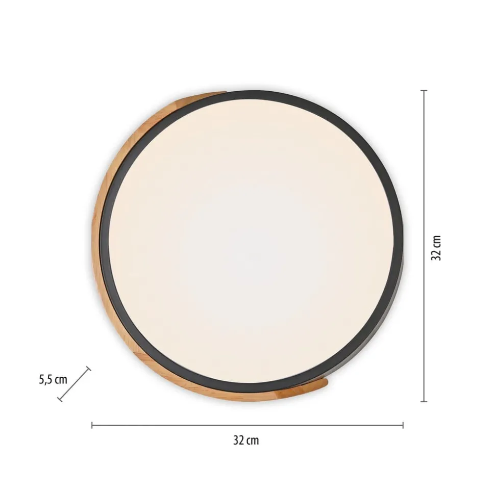 JUST LIGHT. Bila plafondlamp, zwart, Ø 32 cm, hout