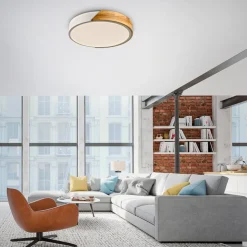 JUST LIGHT. Bila plafondlamp, wit, Ø 32 cm, hout