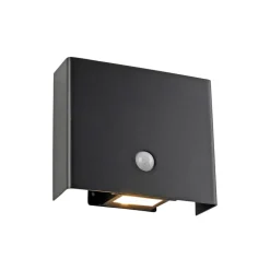 JUST LIGHT. Buitenwandlamp Amin, oplaadbare batterij zwart aluminium