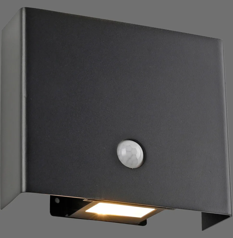 JUST LIGHT. Buitenwandlamp Amin, oplaadbare batterij zwart aluminium