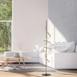 JUST LIGHT. Emanda LED vloerlamp, ijzer, zwart-messing