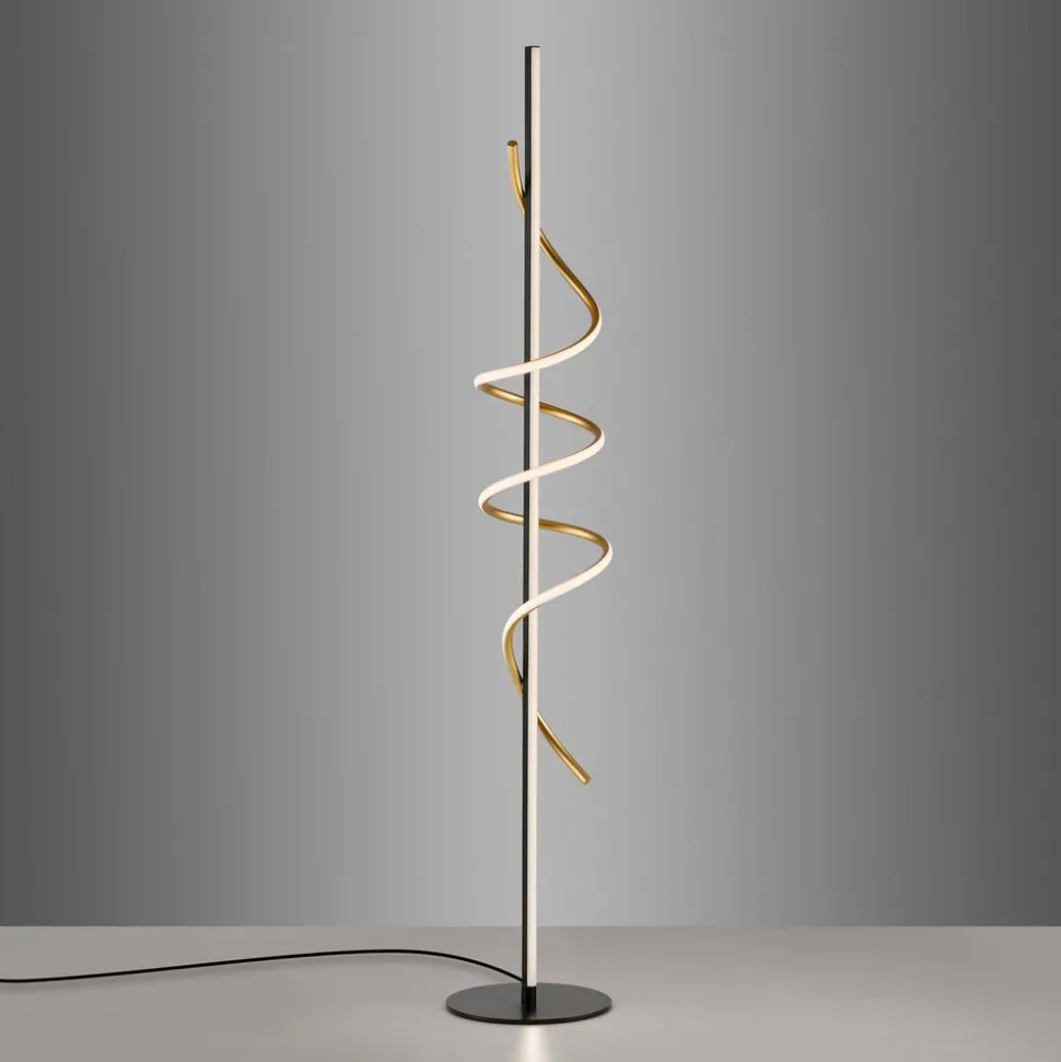 JUST LIGHT. Emanda LED vloerlamp, ijzer, zwart-messing