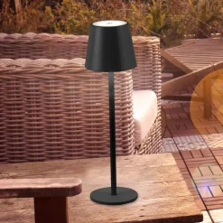 JUST LIGHT. Euria LED tafellamp, zwart, ijzer IP54