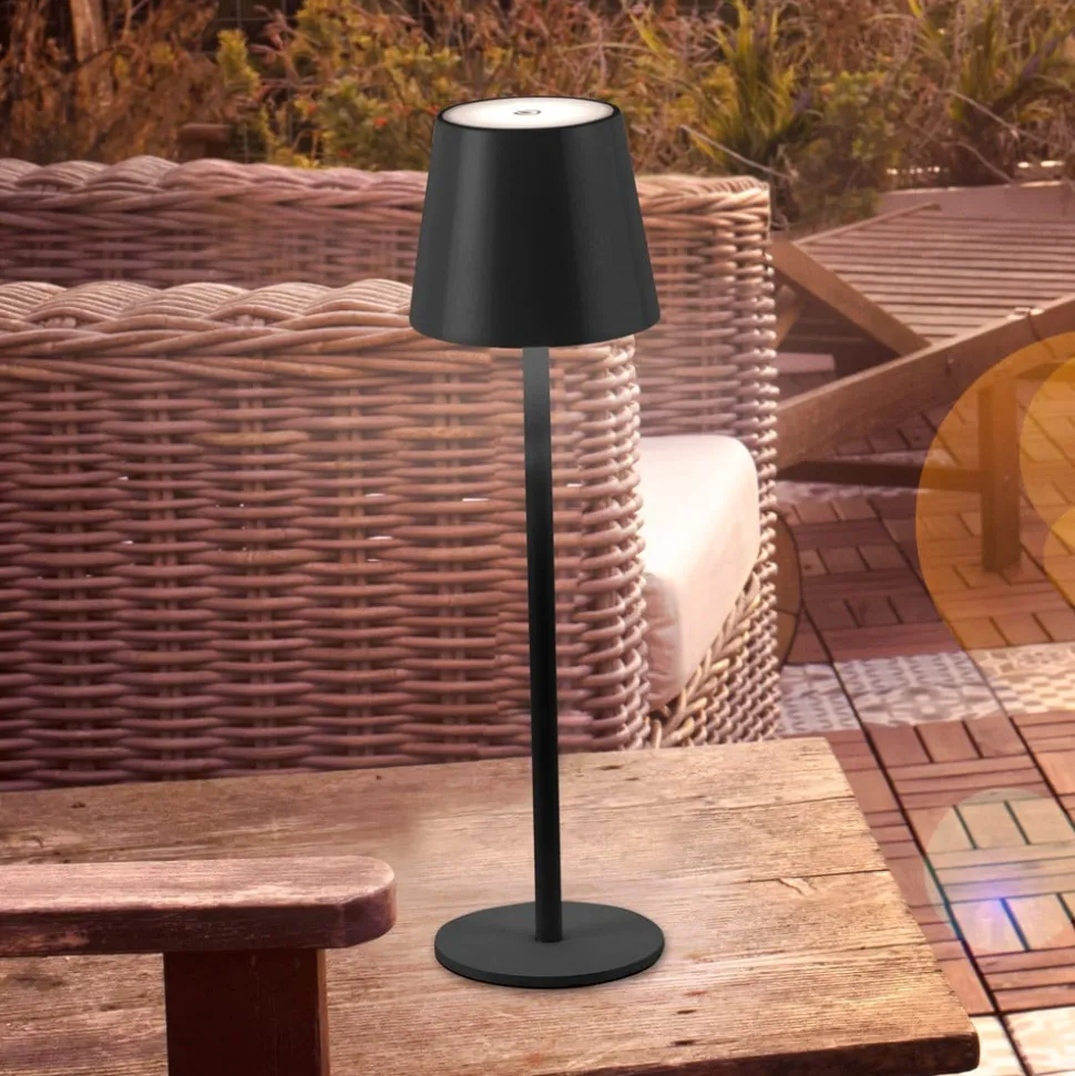 JUST LIGHT. Euria LED tafellamp, zwart, ijzer IP54