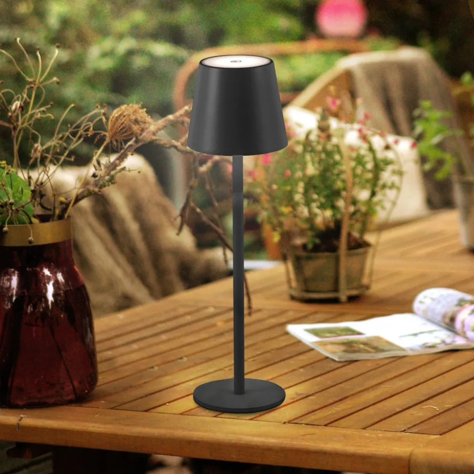 JUST LIGHT. Euria LED tafellamp, zwart, ijzer IP54