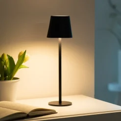 JUST LIGHT. Euria LED tafellamp, zwart, ijzer IP54