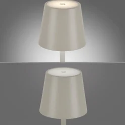 JUST LIGHT. Euria LED tafellamp, grijs-beige ijzer IP54