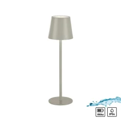 JUST LIGHT. Euria LED tafellamp, grijs-beige ijzer IP54