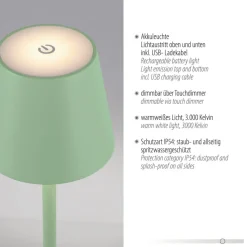 JUST LIGHT. Euria LED tafellamp, groen, ijzer, IP54