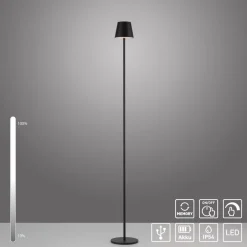 JUST LIGHT. Euria LED vloerlamp, zwart, ijzer, IP54