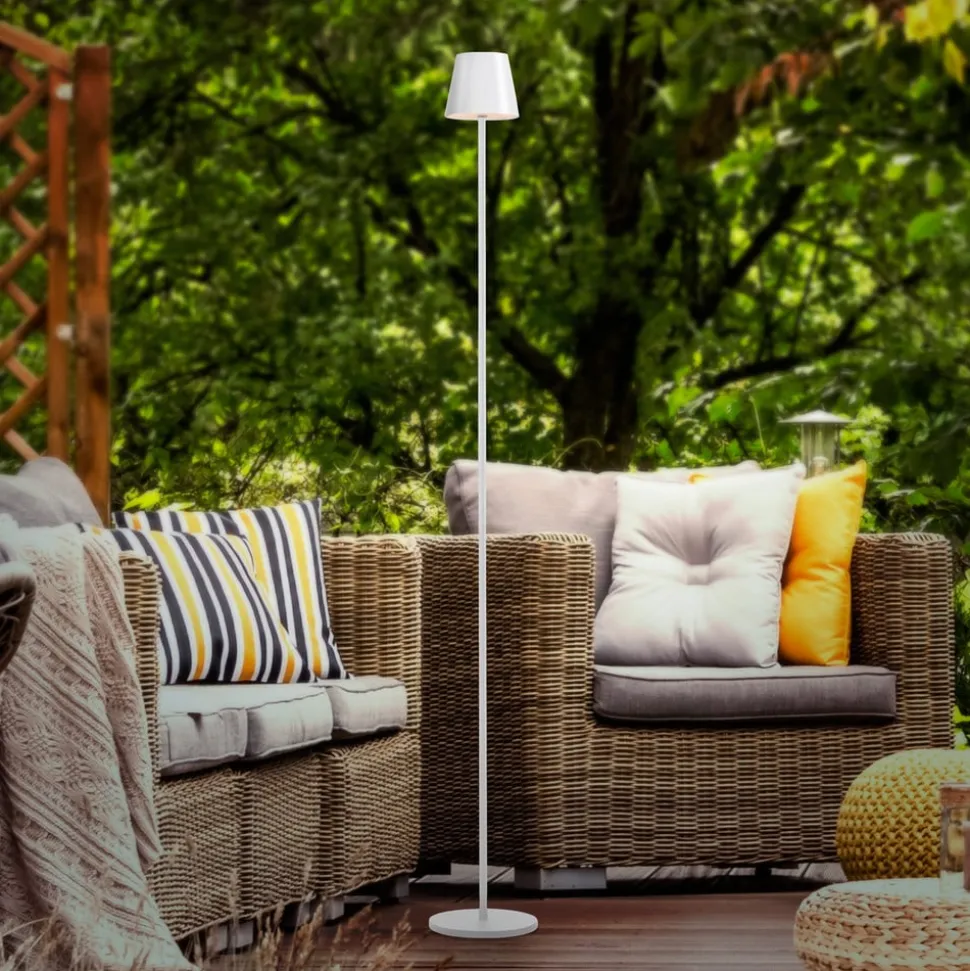 JUST LIGHT. Euria LED vloerlamp, wit, ijzer, IP54