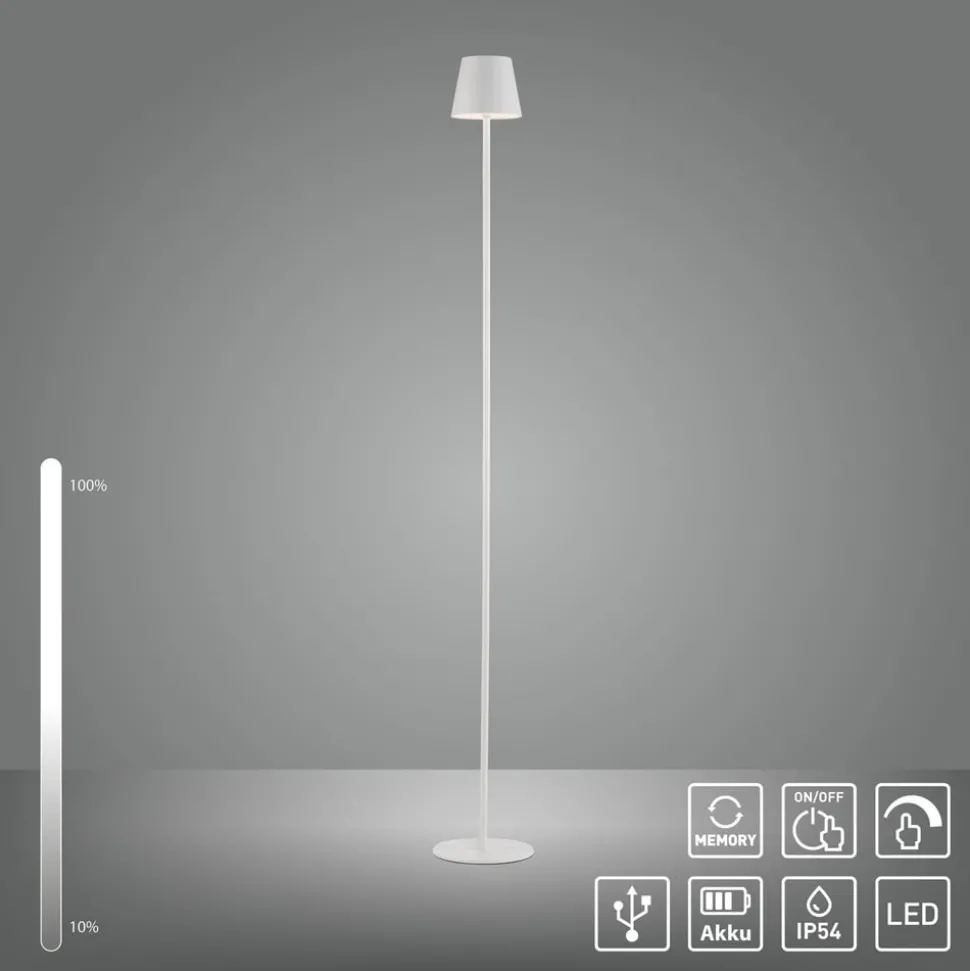 JUST LIGHT. Euria LED vloerlamp, wit, ijzer, IP54
