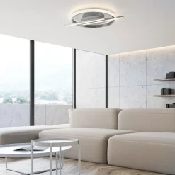 JUST LIGHT. Korsa plafondlamp, staalkleurig, dimbaar