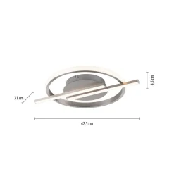 JUST LIGHT. Korsa plafondlamp, staalkleurig, dimbaar