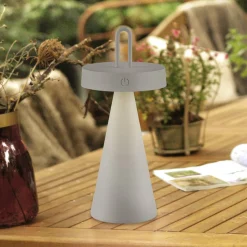 JUST LIGHT. LED tafellamp Alwa grijs-beige ijzer IP44