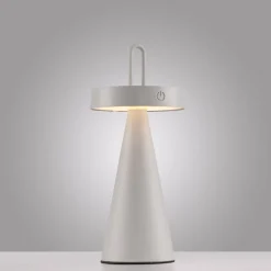 JUST LIGHT. LED tafellamp Alwa grijs-beige ijzer IP44