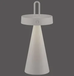 JUST LIGHT. LED tafellamp Alwa grijs-beige ijzer IP44