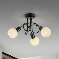 JUST LIGHT. Loki plafondlamp, 3-lamps, rond, zwart, ijzer