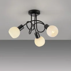 JUST LIGHT. Loki plafondlamp, 3-lamps, rond, zwart, ijzer