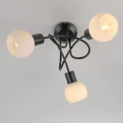 JUST LIGHT. Loki plafondlamp, 3-lamps, rond, zwart, ijzer