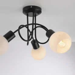 JUST LIGHT. Loki plafondlamp, 3-lamps, rond, zwart, ijzer
