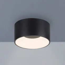 JUST LIGHT. Plafondlamp Tanika zwart, Ø16cm, dimbaar