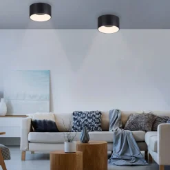 JUST LIGHT. Plafondlamp Tanika zwart, Ø16cm, dimbaar