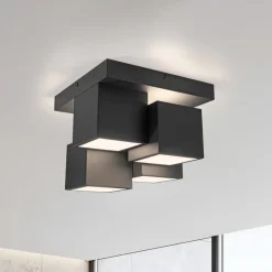 JUST LIGHT. Plafondlamp Tetris, ijzer, 3000 K, zwart