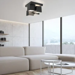 JUST LIGHT. Plafondlamp Tetris, ijzer, 3000 K, zwart