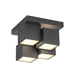 JUST LIGHT. Plafondlamp Tetris, ijzer, 3000 K, zwart