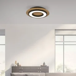 JUST LIGHT. Plafondlamp Tola, rond, hout, 3.000 K