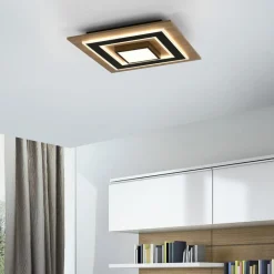 JUST LIGHT. Plafondlamp Tola, hoekig, 2-lamps, hout, 3000 K