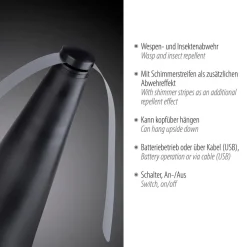 JUST LIGHT. Swat vliegenklopper, zwart, op batterijen