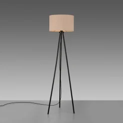 JUST LIGHT. Vloerlamp Green Duro, textiel, driepoot, beige