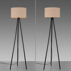 JUST LIGHT. Vloerlamp Green Duro, textiel, driepoot, beige